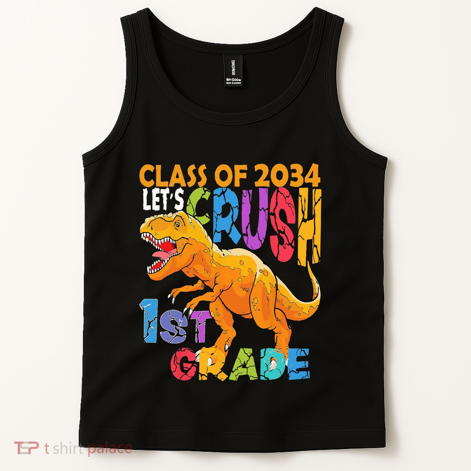 Ready Crush 1st Grade Dinosaur First Back To School Boy Tank Top