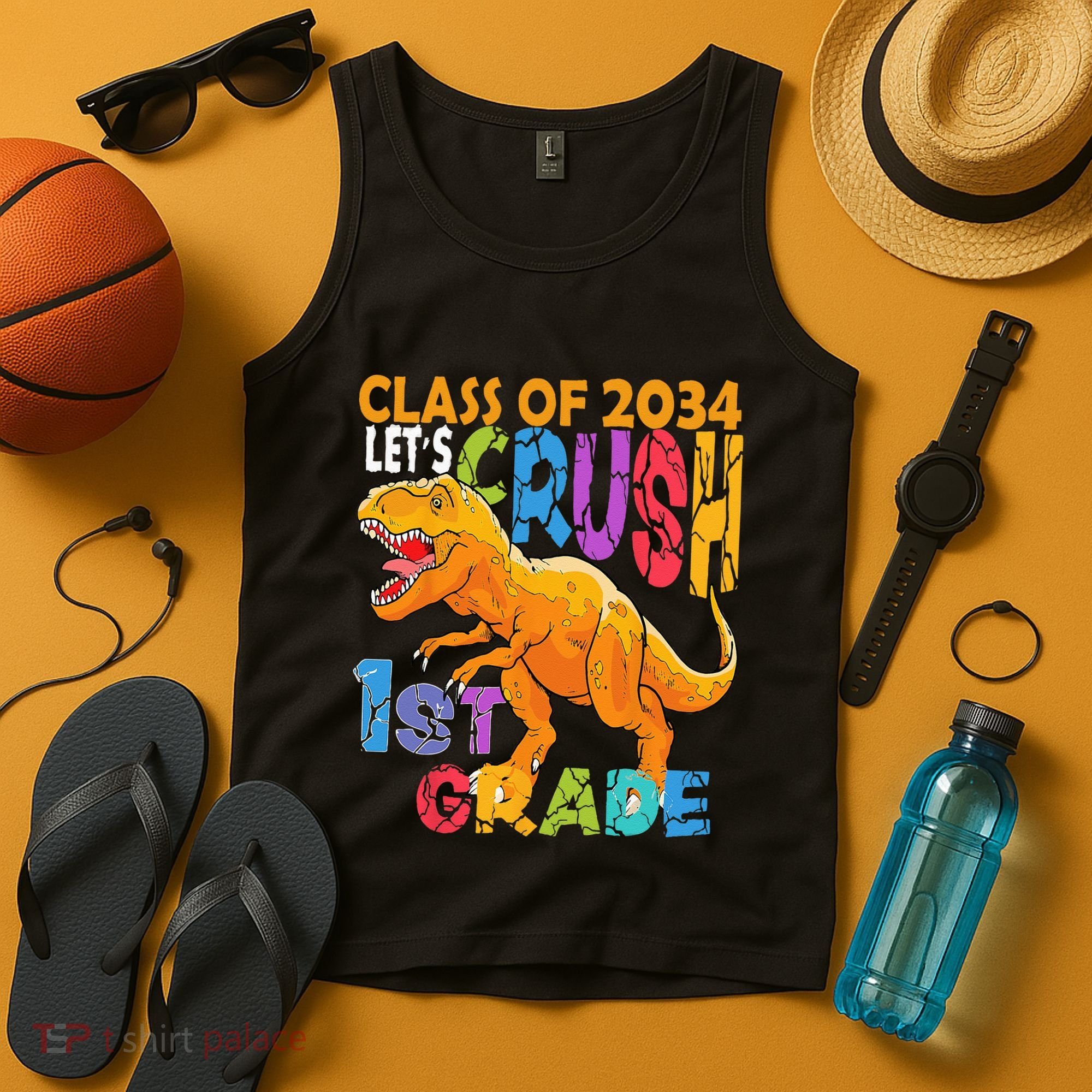 Ready Crush 1st Grade Dinosaur First Back To School Boy Tank Top