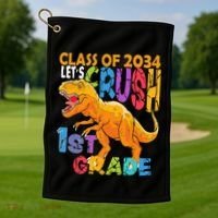Ready Crush 1st Grade Dinosaur First Back To School Boy Golf Towel thumb 1