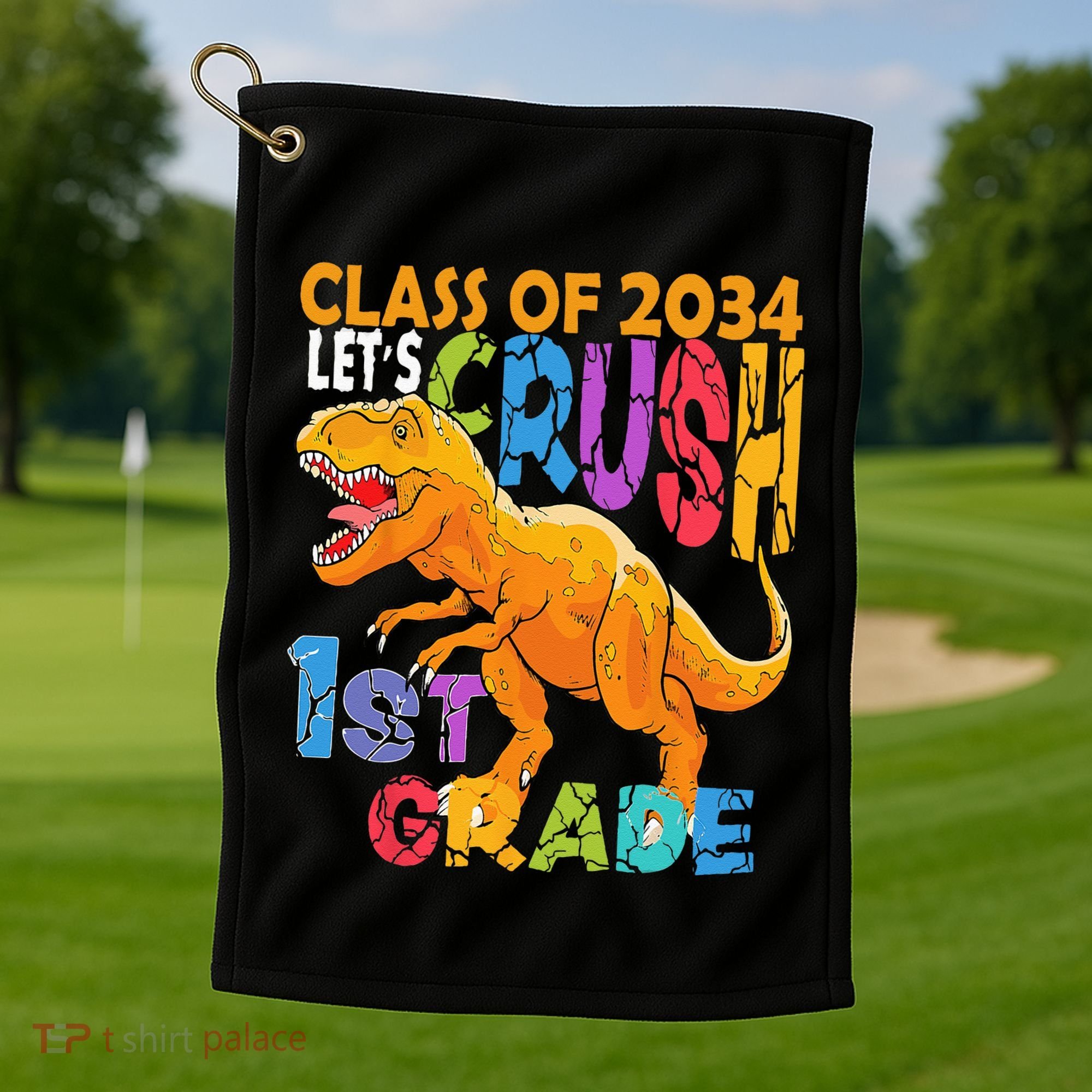 Ready Crush 1st Grade Dinosaur First Back To School Boy Golf Towel