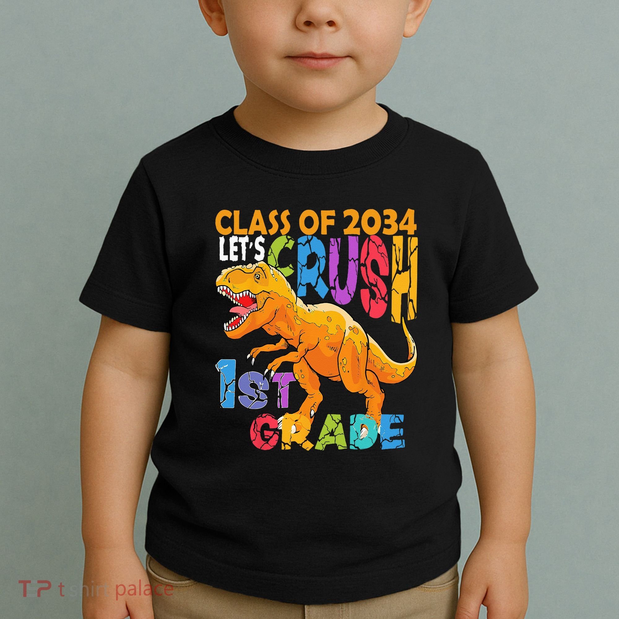 Ready Crush 1st Grade Dinosaur First Back To School Boy Toddler T-Shirt