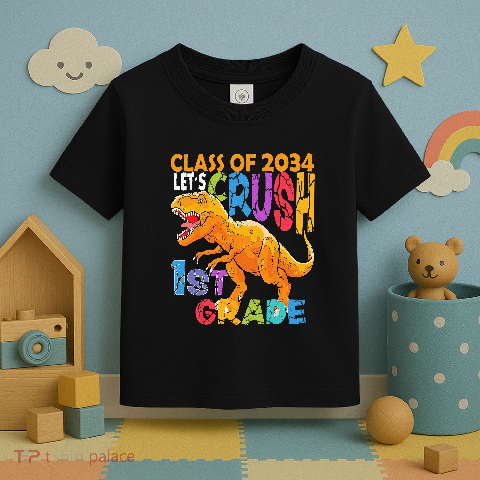 Ready Crush 1st Grade Dinosaur First Back To School Boy Toddler T-Shirt