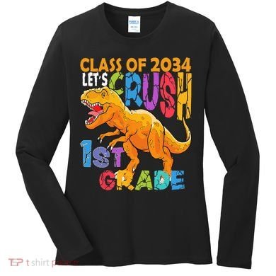 Ready Crush 1st Grade Dinosaur First Back To School Boy Women's Long Sleeve Shirt