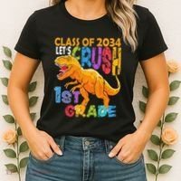 Ready Crush 1st Grade Dinosaur First Back To School Boy Women's T-Shirt thumb 2