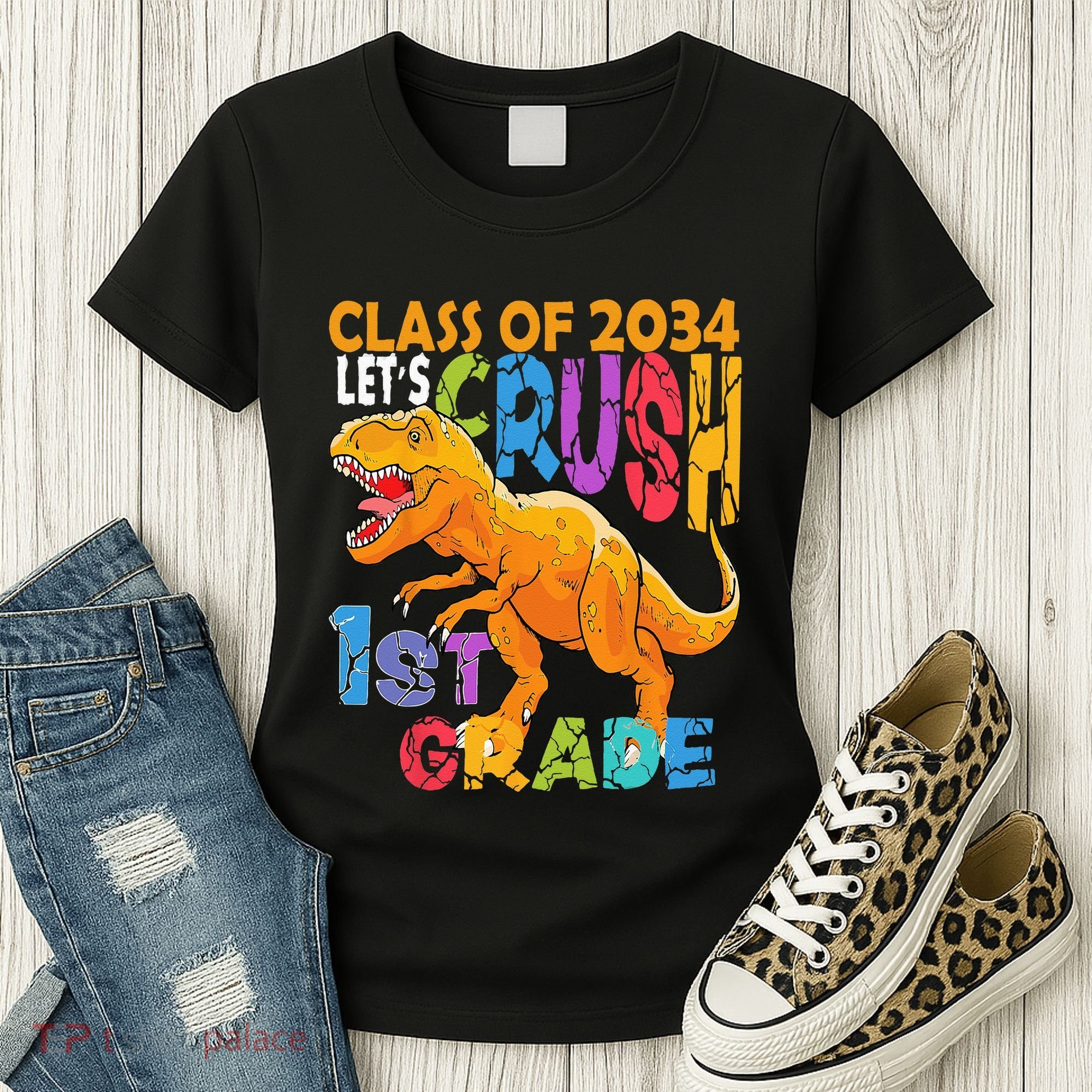 Ready Crush 1st Grade Dinosaur First Back To School Boy Women's T-Shirt