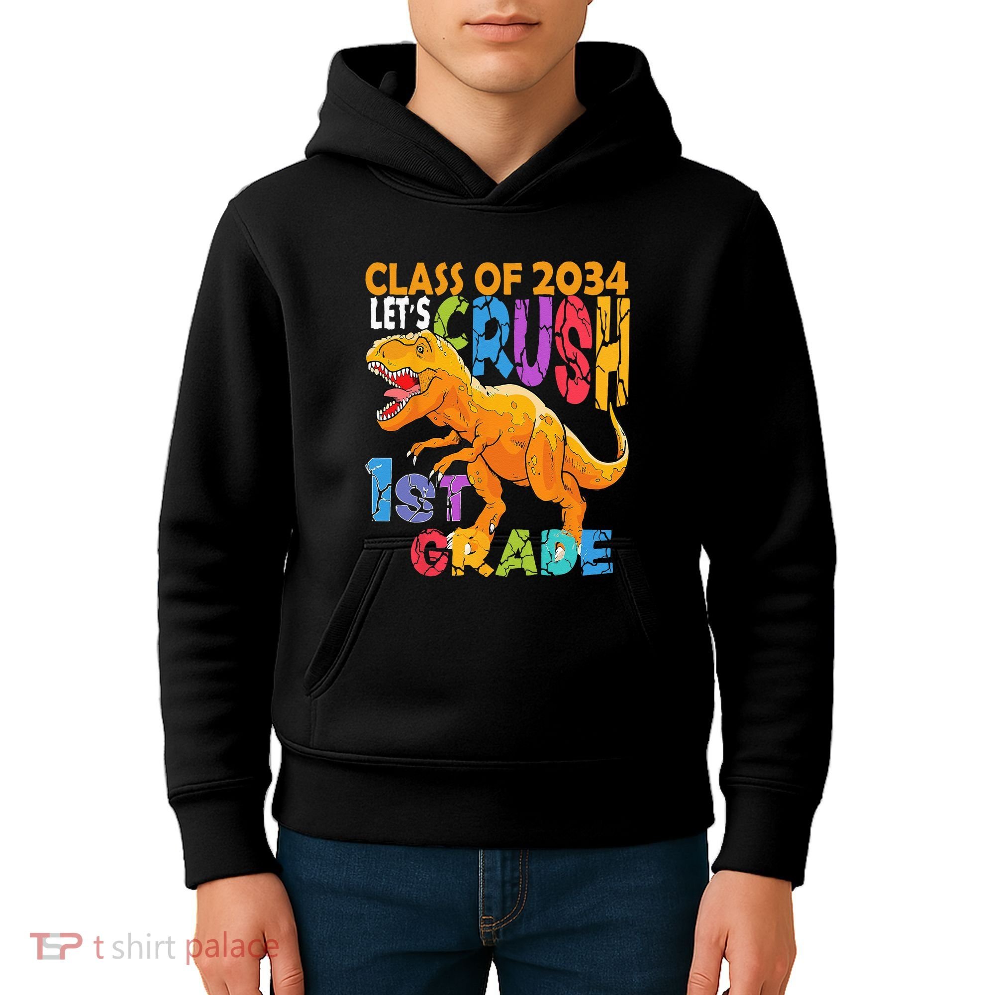 Ready Crush 1st Grade Dinosaur First Back To School Boy Kids Hoodie