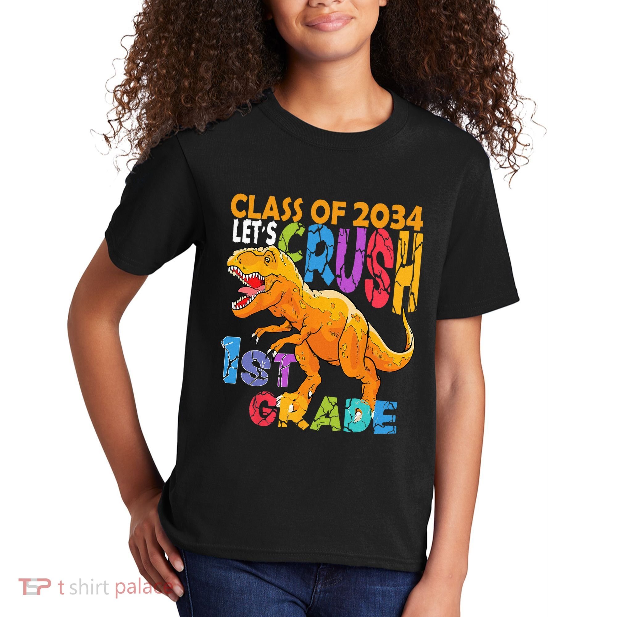 Ready Crush 1st Grade Dinosaur First Back To School Boy Kids T-Shirt