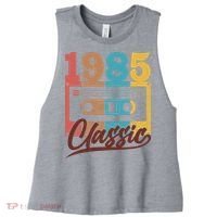 Retro Classic 1985 Birthday Cassette Tape Women's Racerback Cropped Tank thumb 0