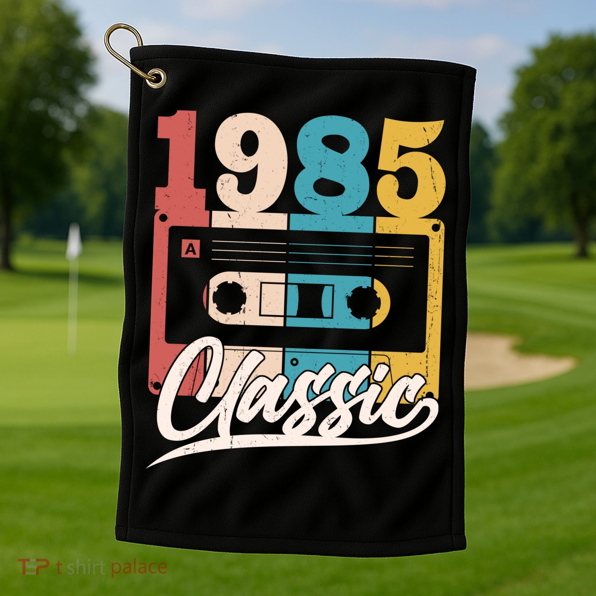Retro Classic 1985 Birthday Cassette Tape Golf Towel