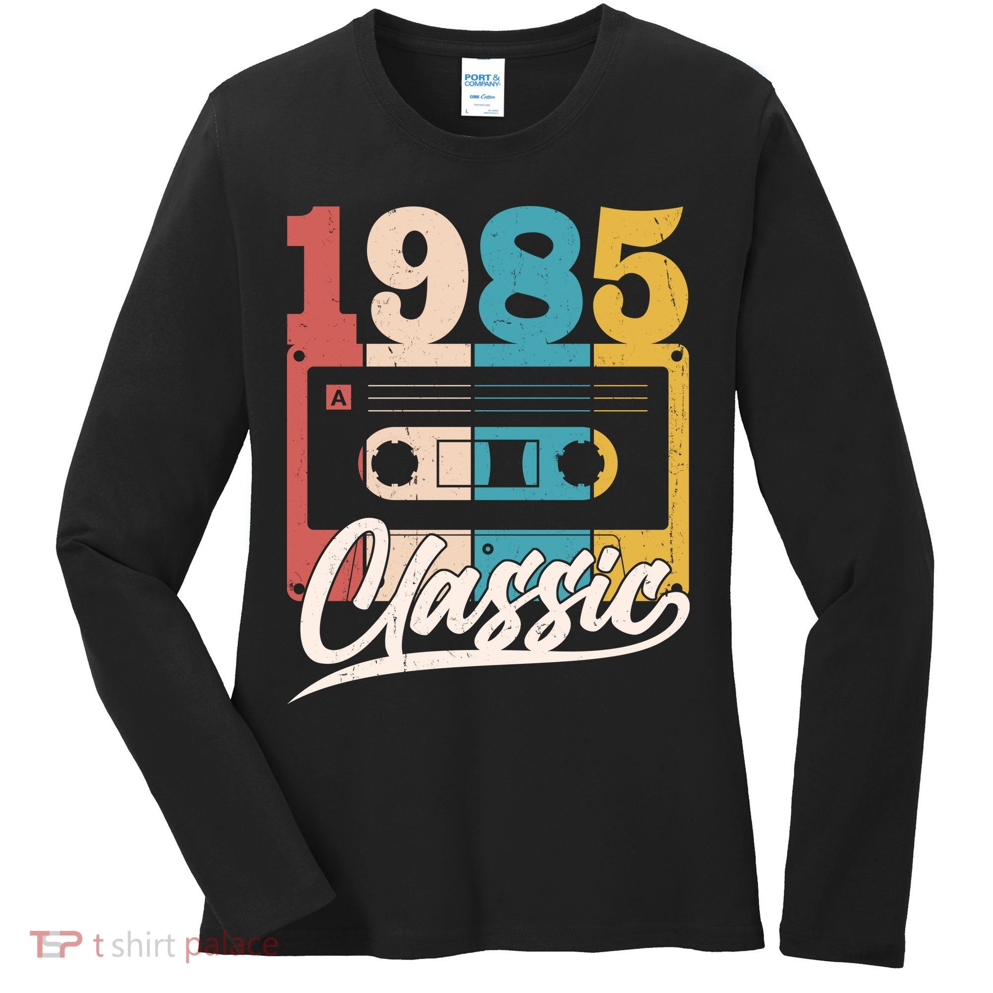 Retro Classic 1985 Birthday Cassette Tape Women's Long Sleeve Shirt