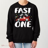 Race Car 1st Birthday Fast One This Little Racer Is One Year Women's Sweatshirt thumb 0