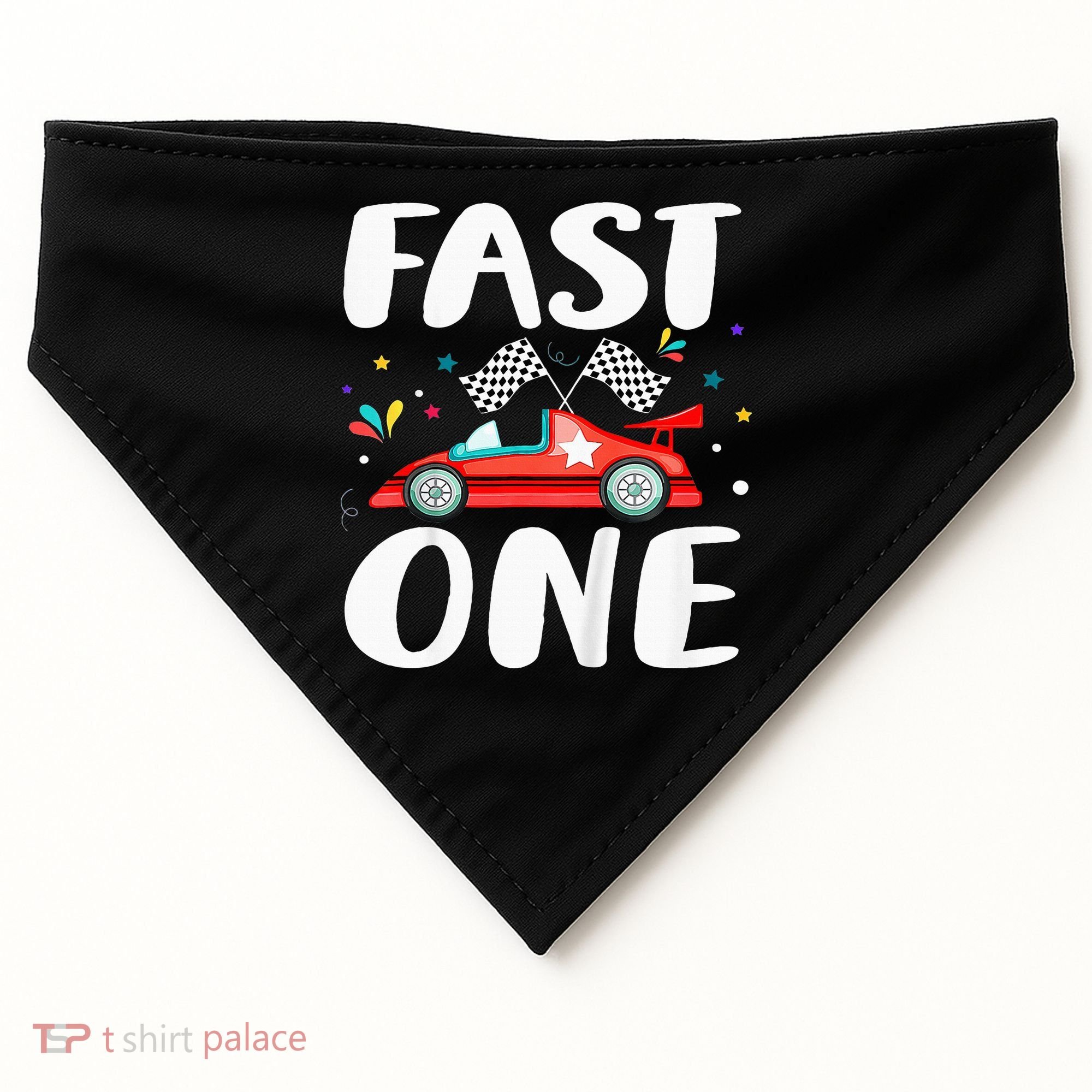 Race Car 1st Birthday Fast One This Little Racer Is One Year USA-Made Doggie Bandana