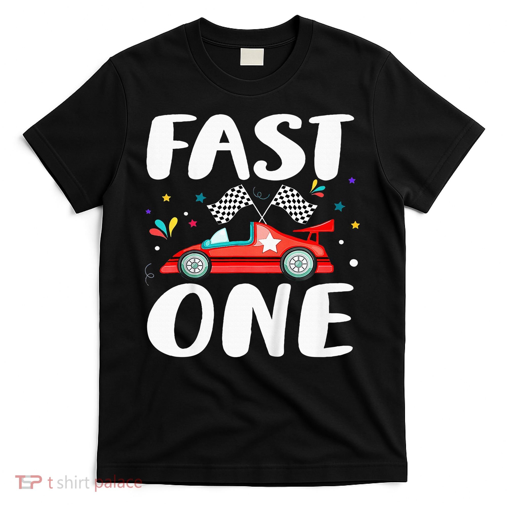 Race Car 1st Birthday Fast One This Little Racer Is One Year T-Shirt