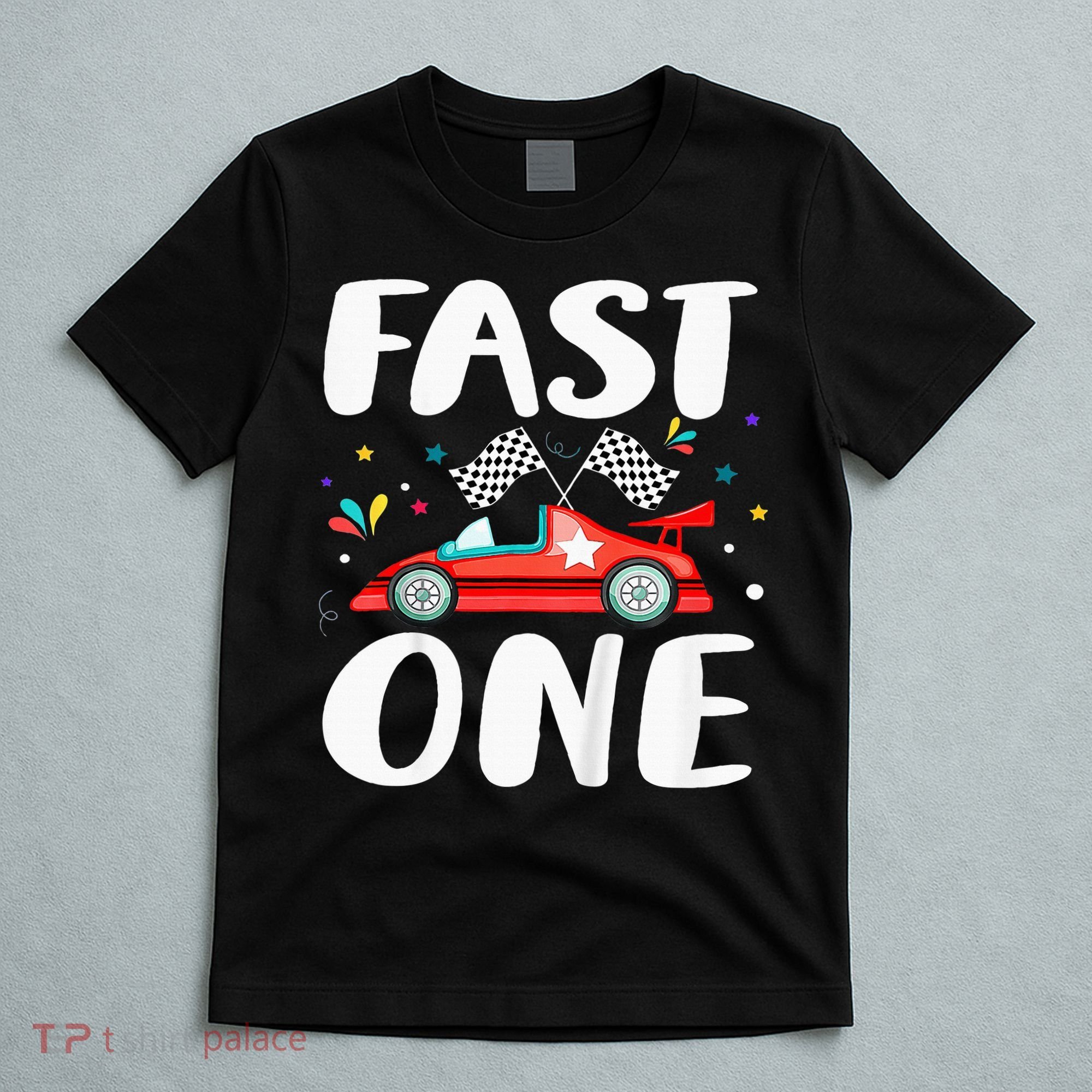 Race Car 1st Birthday Fast One This Little Racer Is One Year T-Shirt