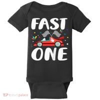 Race Car 1st Birthday Fast One This Little Racer Is One Year Baby Bodysuit thumb 0