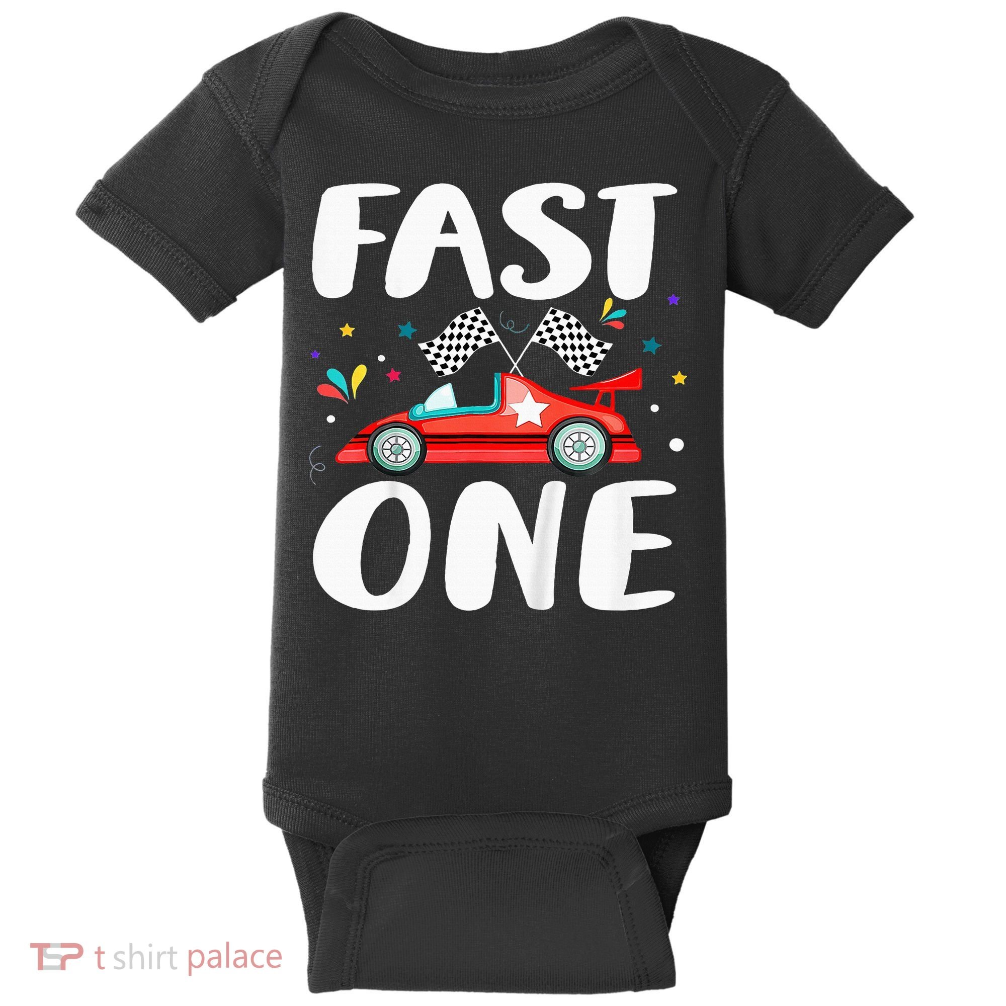 Race Car 1st Birthday Fast One This Little Racer Is One Year Baby Bodysuit