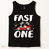 Race Car 1st Birthday Fast One This Little Racer Is One Year Tank Top thumb 2