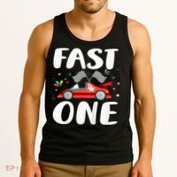 Race Car 1st Birthday Fast One This Little Racer Is One Year Tank Top thumb 3