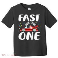 Race Car 1st Birthday Fast One This Little Racer Is One Year Toddler T-Shirt thumb 0