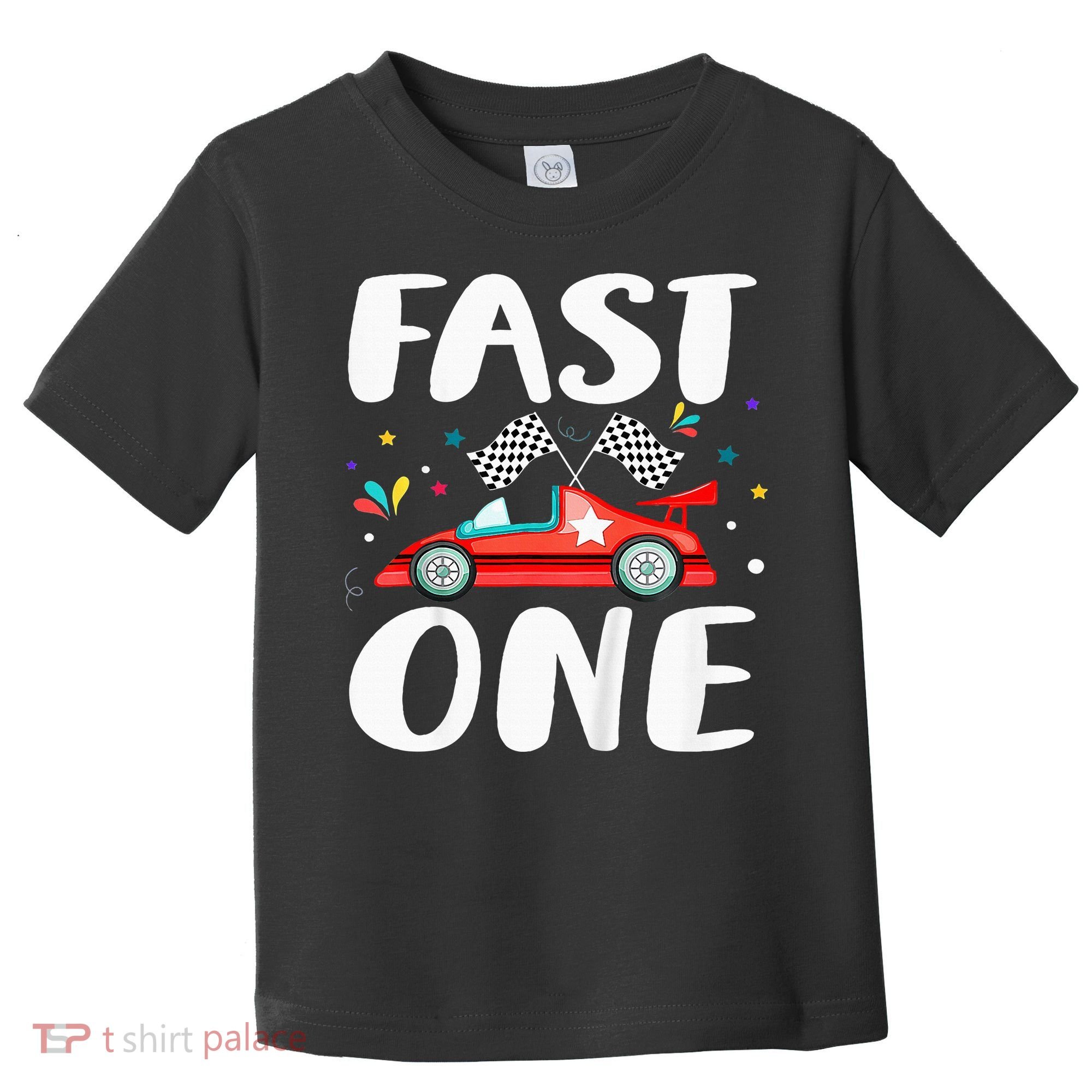 Race Car 1st Birthday Fast One This Little Racer Is One Year Toddler T-Shirt