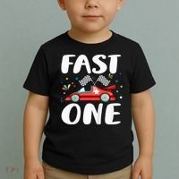 Race Car 1st Birthday Fast One This Little Racer Is One Year Toddler T-Shirt thumb 2
