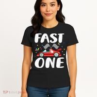 Race Car 1st Birthday Fast One This Little Racer Is One Year Women's T-Shirt thumb 4