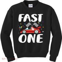 Race Car 1st Birthday Fast One This Little Racer Is One Year Kids Sweatshirt thumb 0