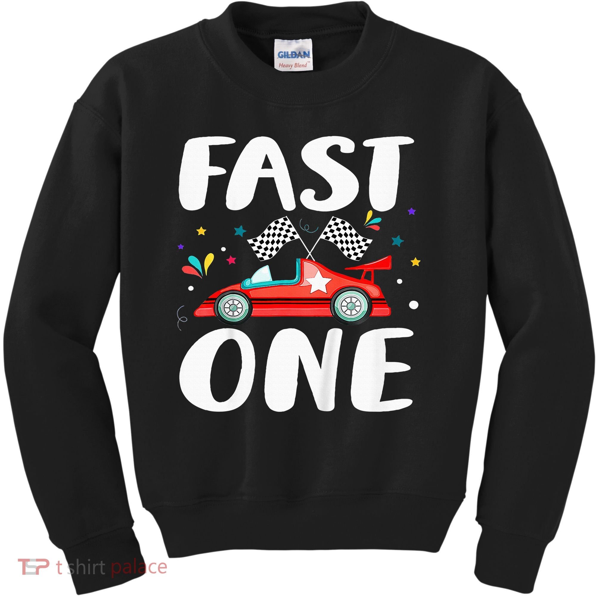 Race Car 1st Birthday Fast One This Little Racer Is One Year Kids Sweatshirt