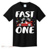 Race Car 1st Birthday Fast One This Little Racer Is One Year Kids T-Shirt thumb 0