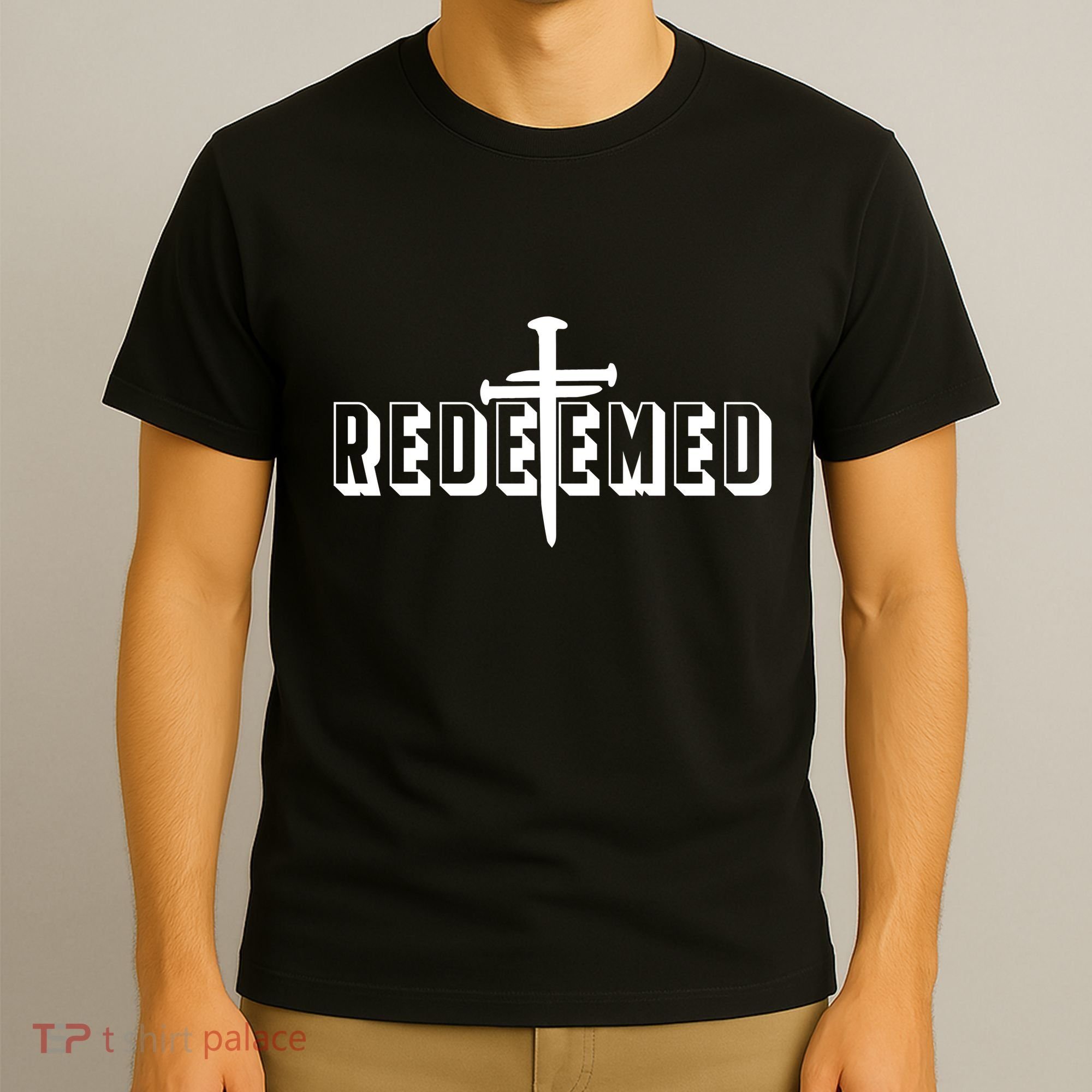 Redeemed Collection 3 Nails Cross Jesus Christ Christian Catholic T-Shirt