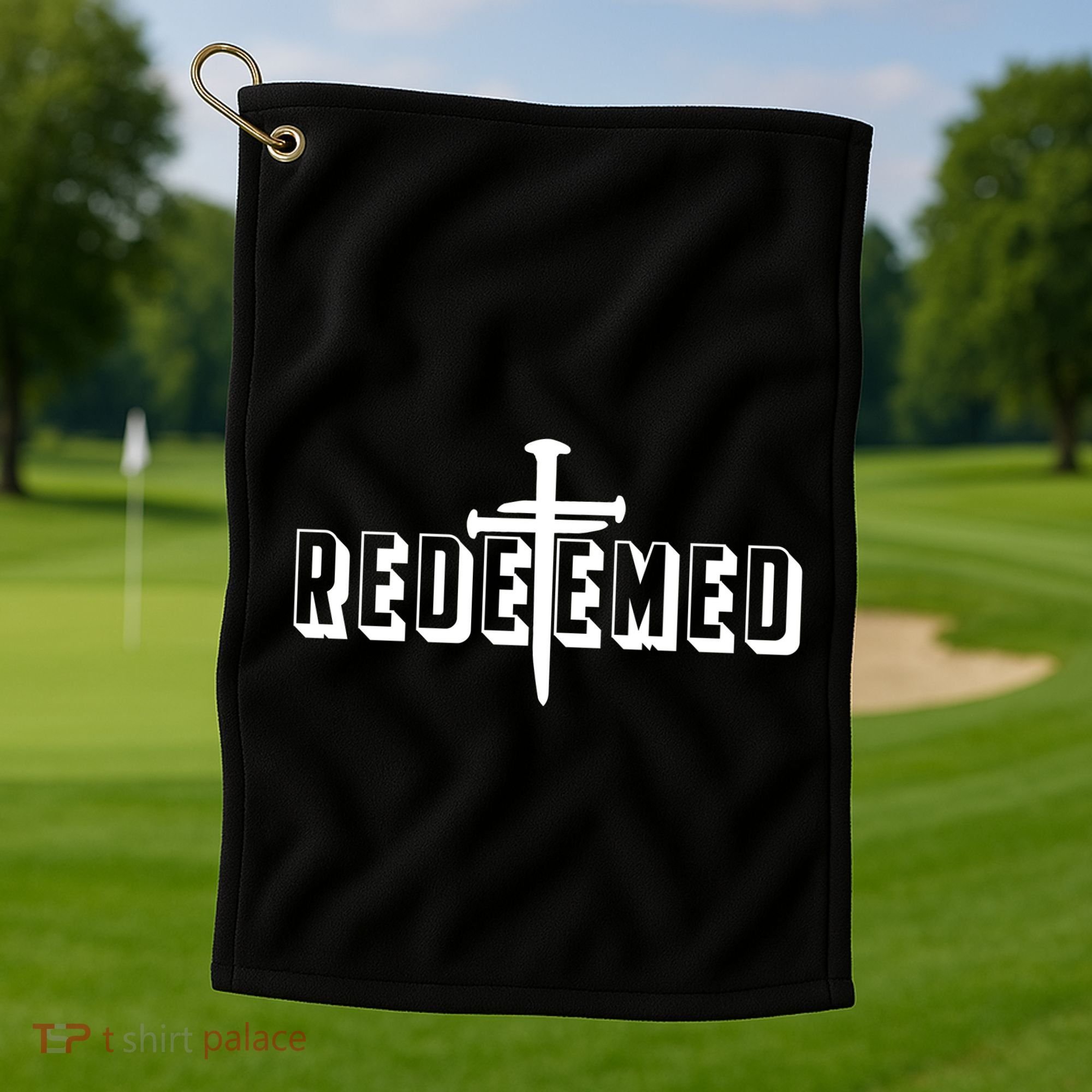 Redeemed Collection 3 Nails Cross Jesus Christ Christian Catholic Golf Towel