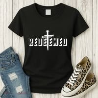 Redeemed Collection 3 Nails Cross Jesus Christ Christian Catholic Women's T-Shirt thumb 3