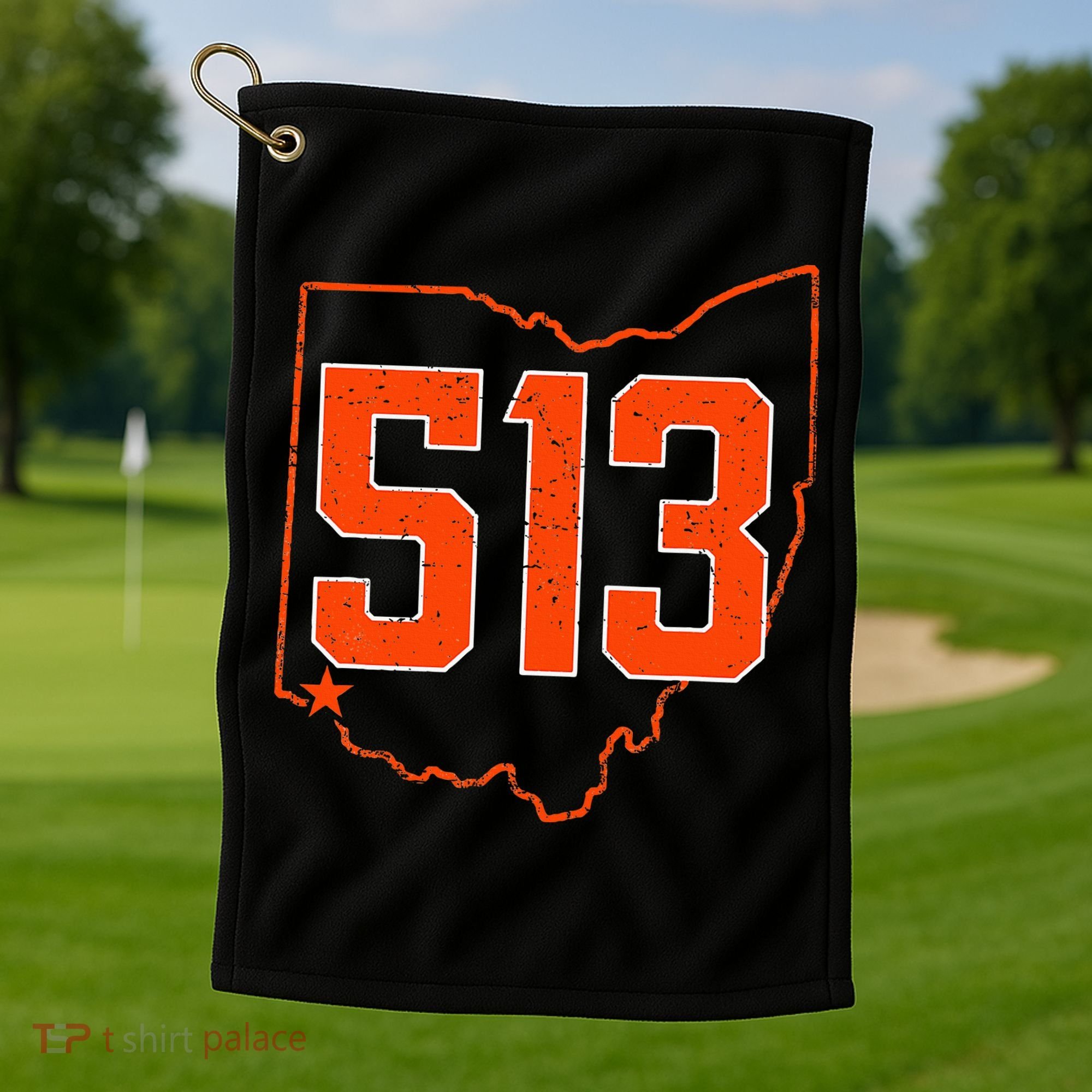 Retro Cincinnati 513 Area Code Ohio Golf Towel