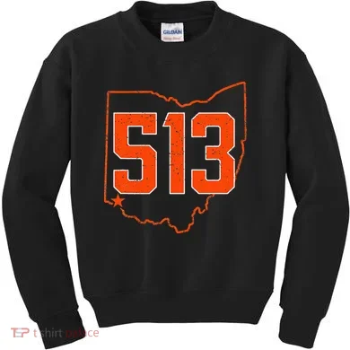 Retro Cincinnati 513 Area Code Ohio Kids Sweatshirt