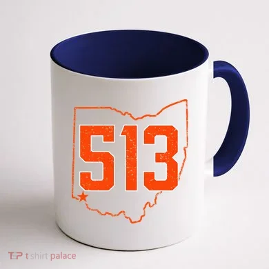 Retro Cincinnati 513 Area Code Ohio Coffee Mug back