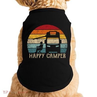 Rv Camping 70s 80s Retro Happy Camper Cool Gift Doggie Tank