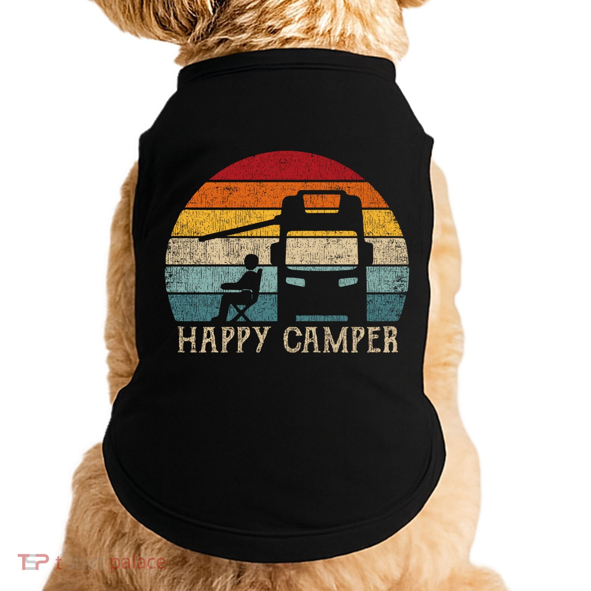 Rv Camping 70s 80s Retro Happy Camper Cool Gift Doggie Tank