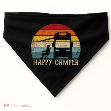 Rv Camping 70s 80s Retro Happy Camper Cool Gift USA-Made Doggie Bandana