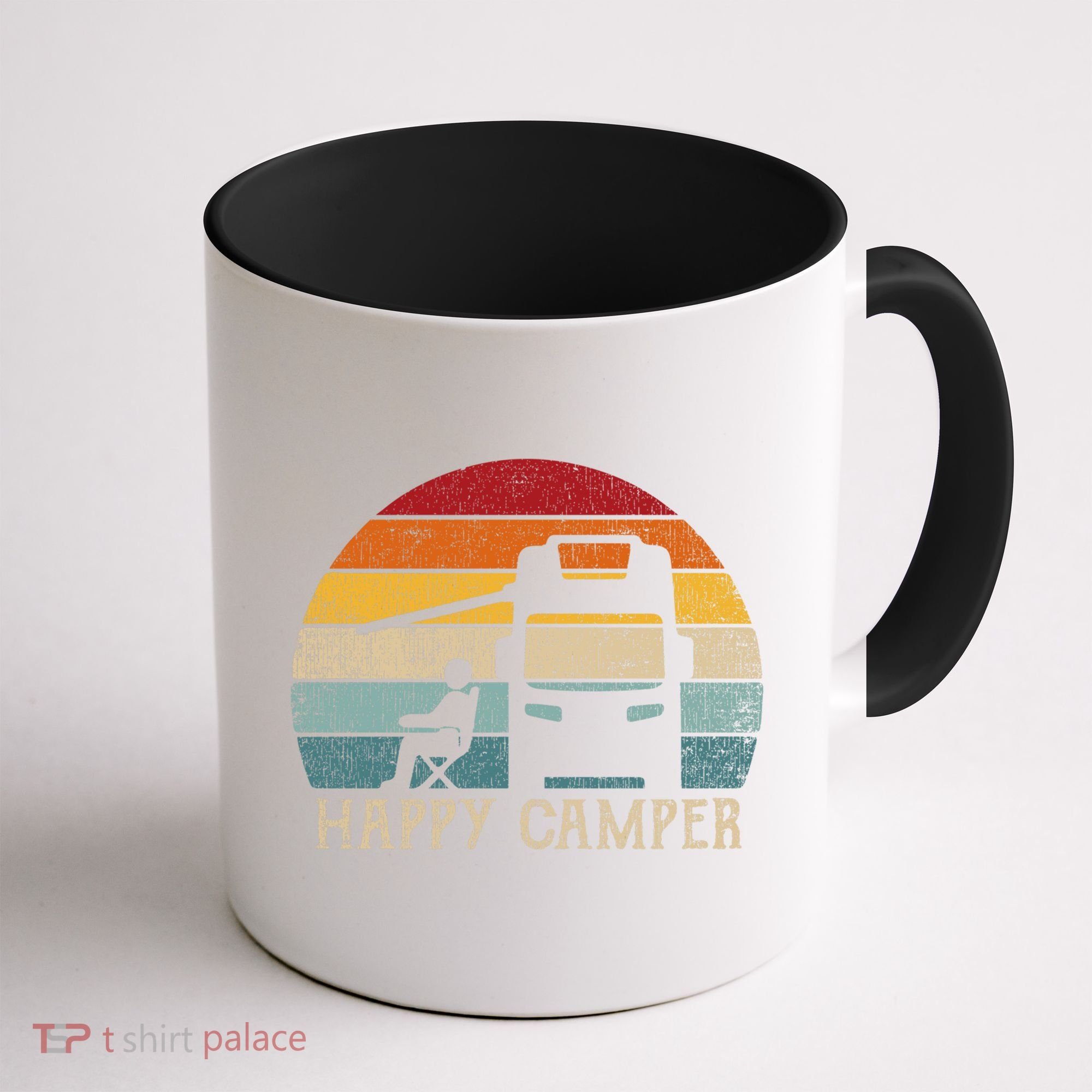 Rv Camping 70s 80s Retro Happy Camper Cool Gift Coffee Mug