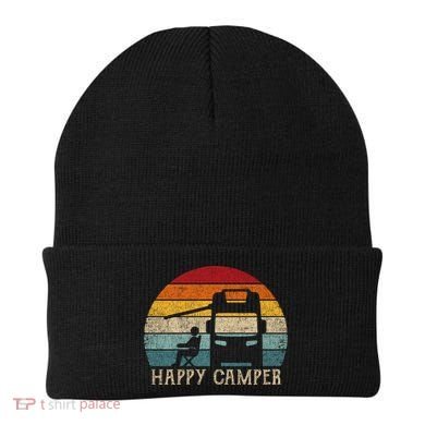 Rv Camping 70s 80s Retro Happy Camper Cool Gift Beanie