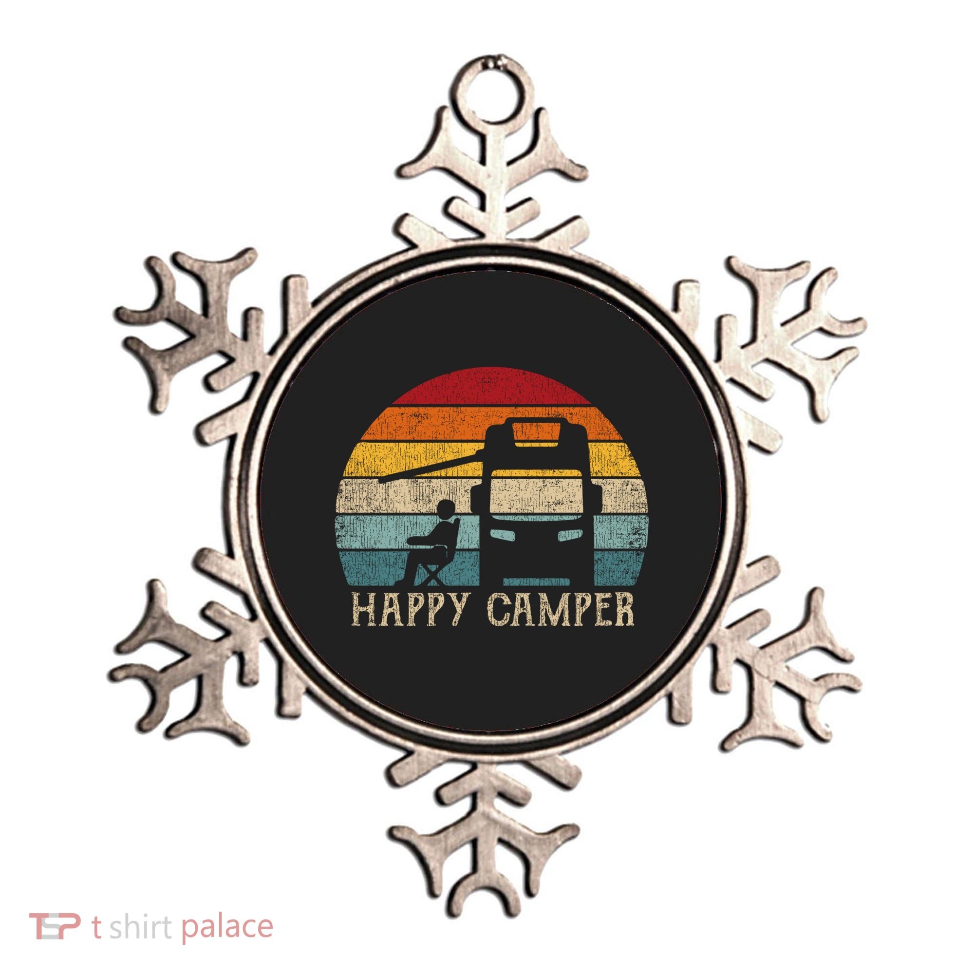 Rv Camping 70s 80s Retro Happy Camper Cool Gift Ornament