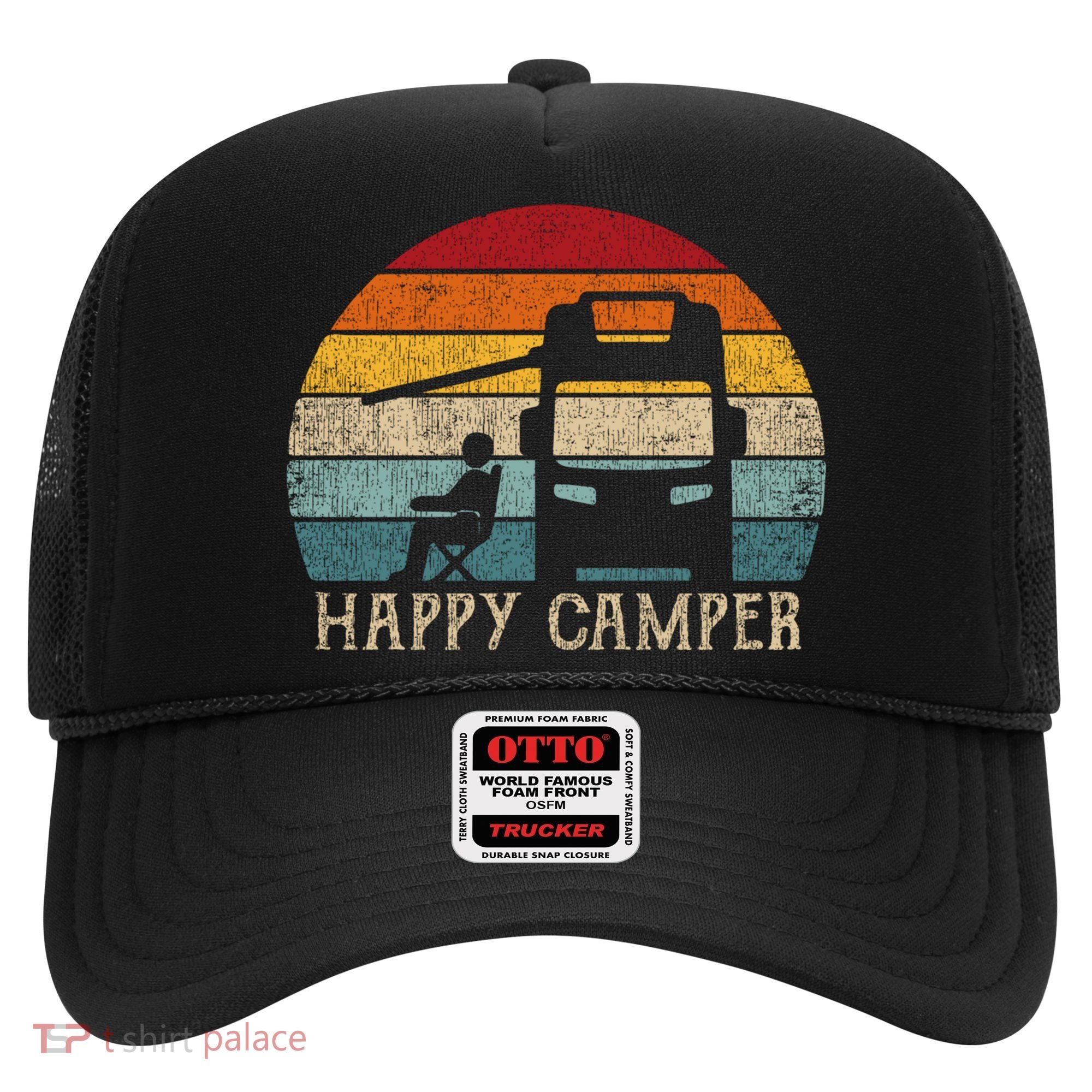 Rv Camping 70s 80s Retro Happy Camper Cool Gift Hat