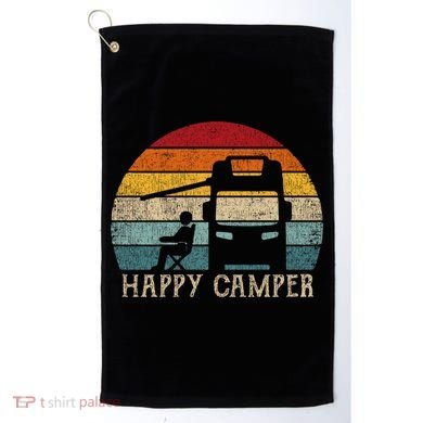 Rv Camping 70s 80s Retro Happy Camper Cool Gift Golf Towel