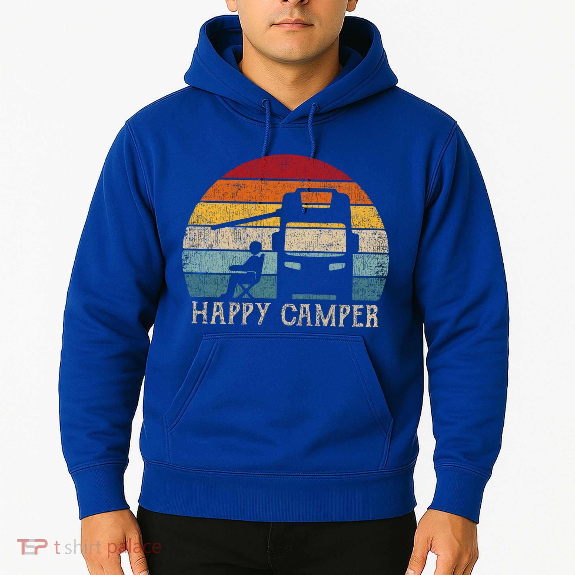Rv Camping 70s 80s Retro Happy Camper Cool Gift Hoodie