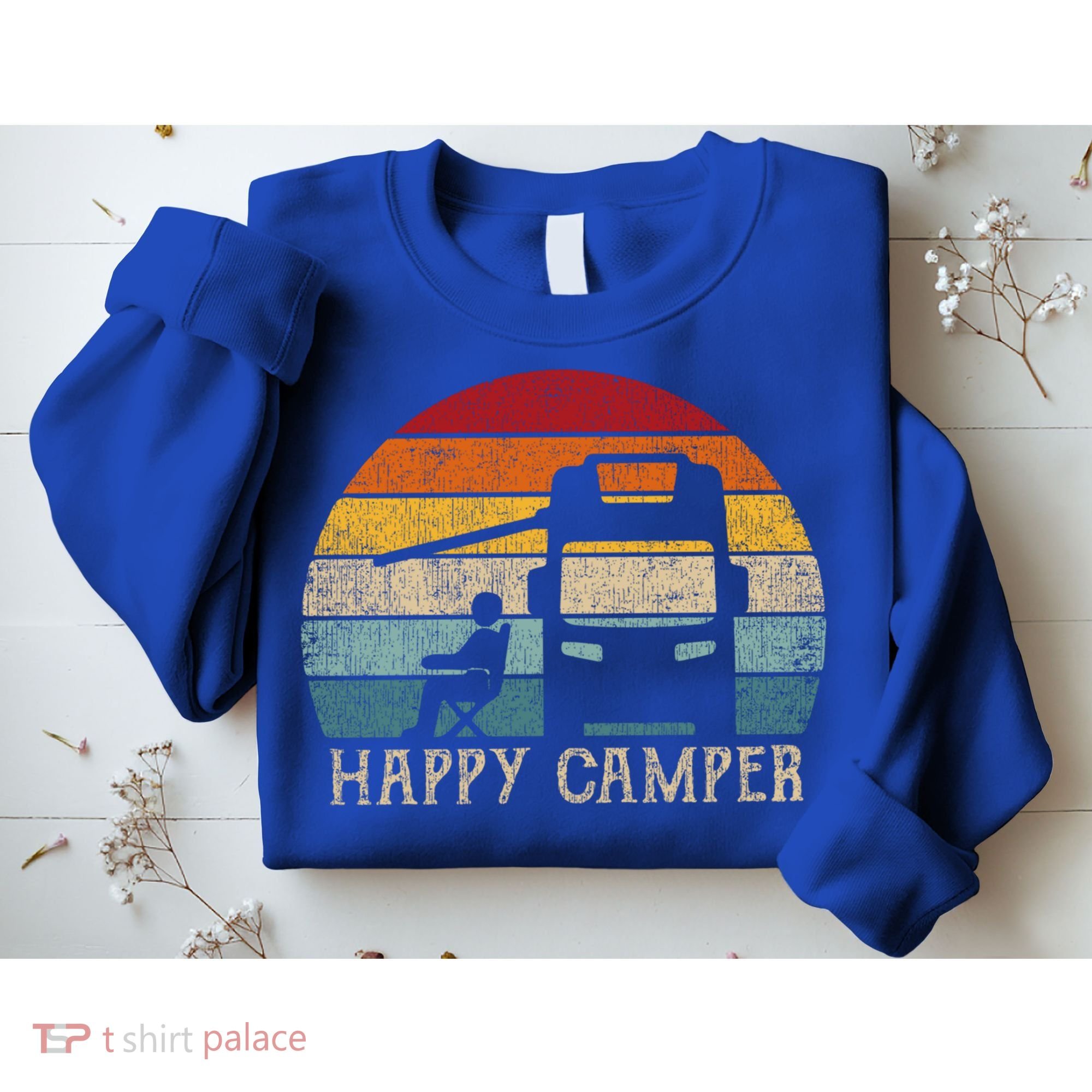 Rv Camping 70s 80s Retro Happy Camper Cool Gift Sweatshirt
