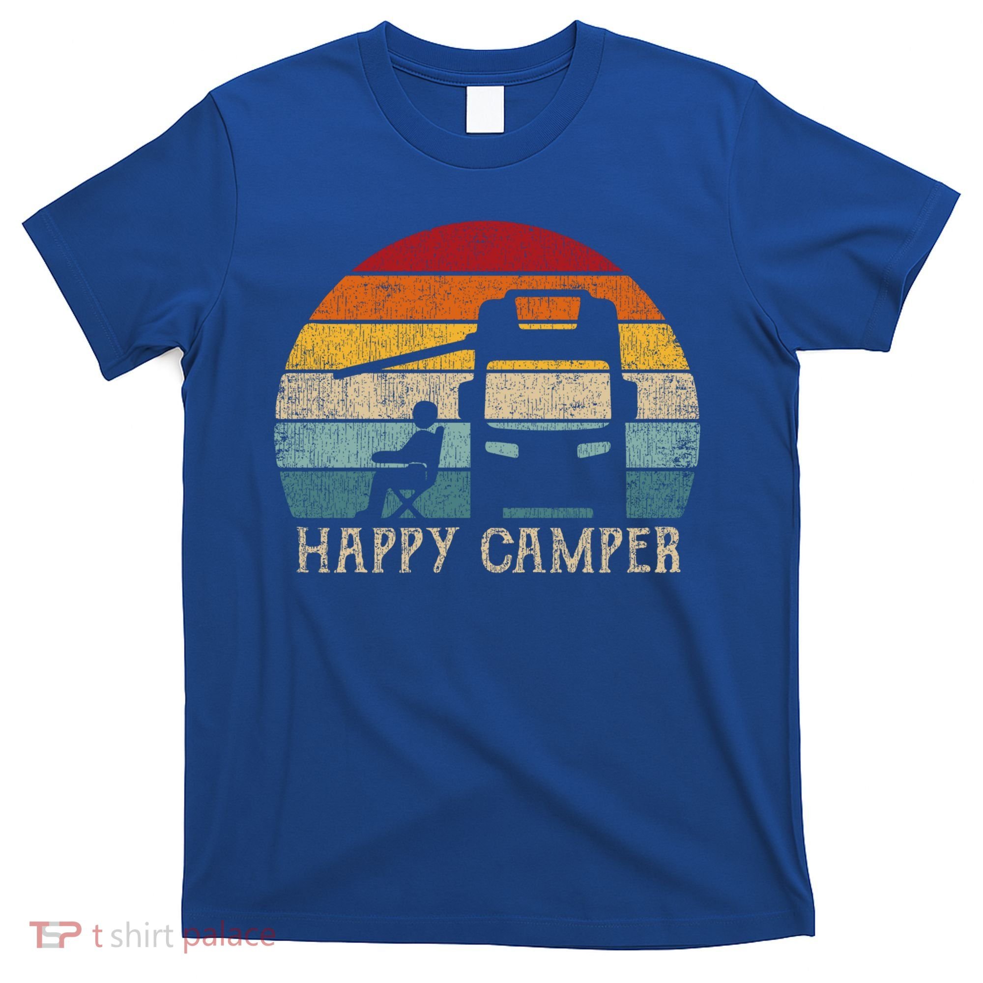 Rv Camping 70s 80s Retro Happy Camper Cool Gift T-Shirt