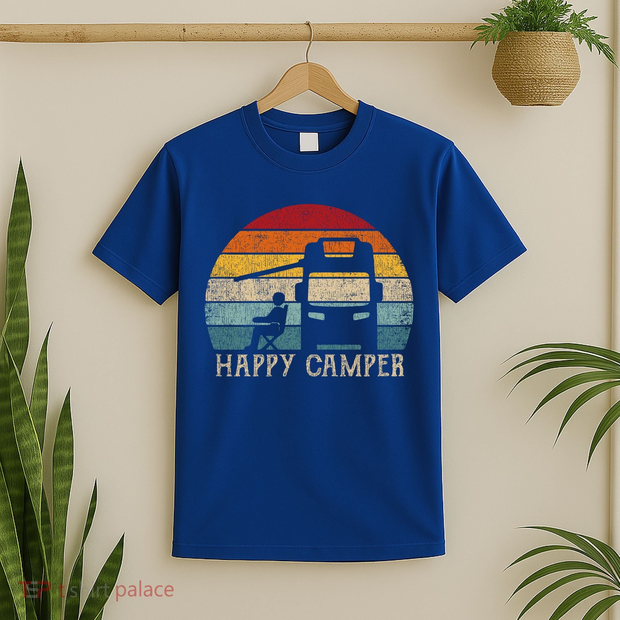 Rv Camping 70s 80s Retro Happy Camper Cool Gift T-Shirt