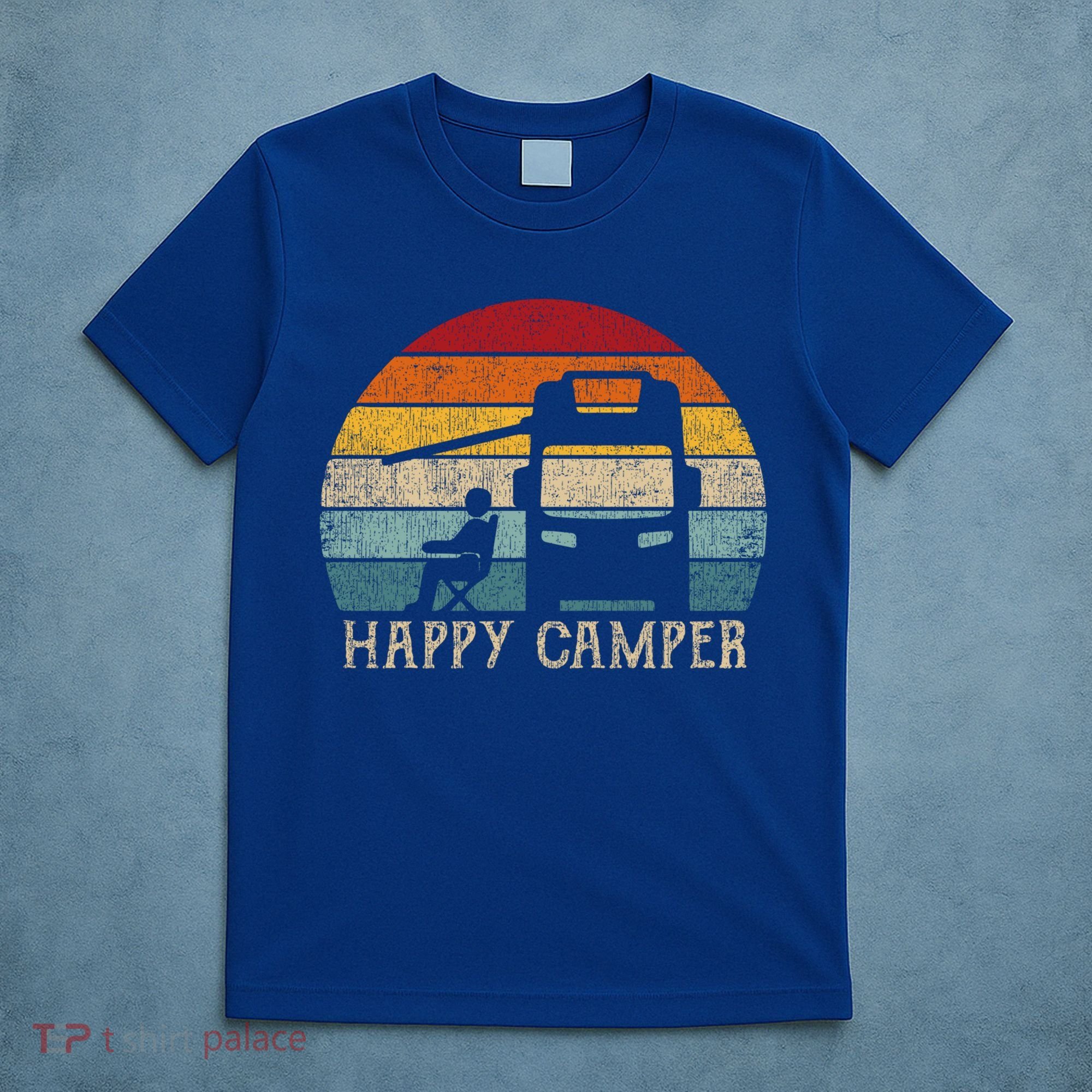 Rv Camping 70s 80s Retro Happy Camper Cool Gift T-Shirt