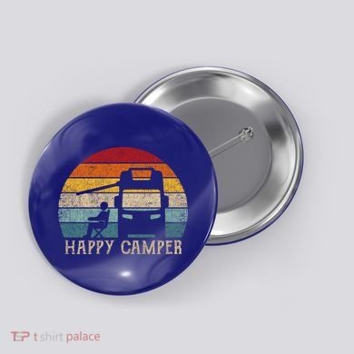 Rv Camping 70s 80s Retro Happy Camper Cool Gift Button
