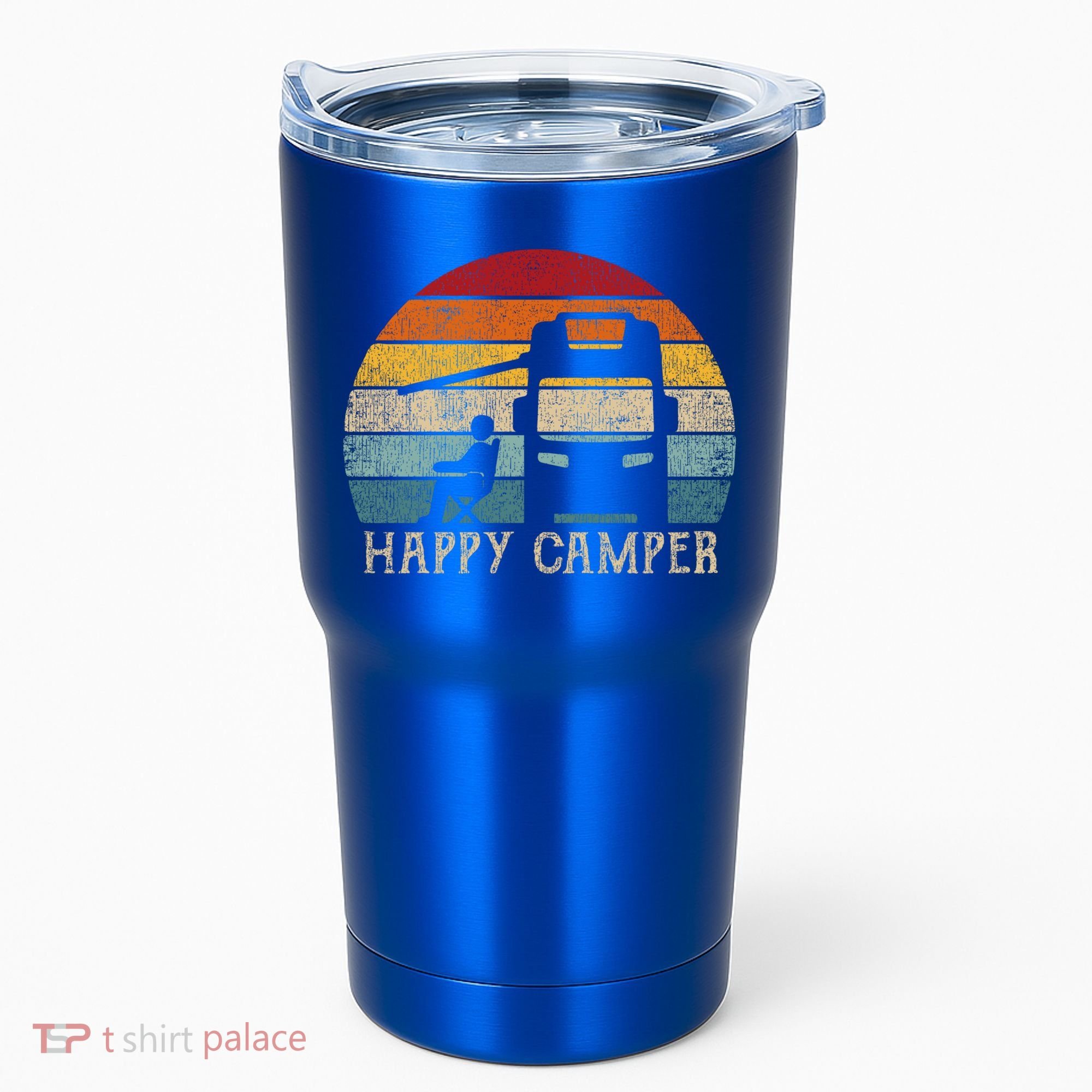 Rv Camping 70s 80s Retro Happy Camper Cool Gift Tumbler